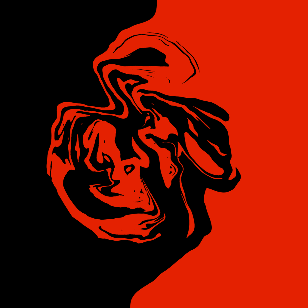 An abstract digital painting. liquified red and black. By Daulton Burns